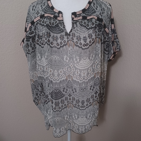 Kas New York Sheer Lace Beaded Oversized Blouse Anthropology Medium - Picture 12 of 13